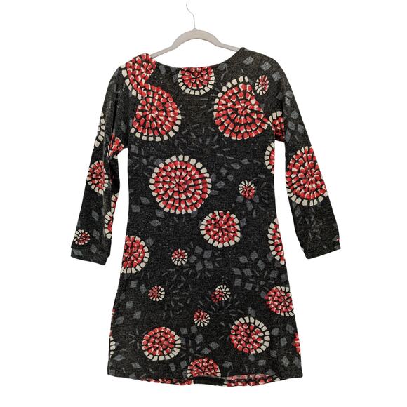 Aryeh by Anthropologie Floral Starburst Dress Small Red‎ Gray Retro Mod 60s Mini - Picture 13 of 13
